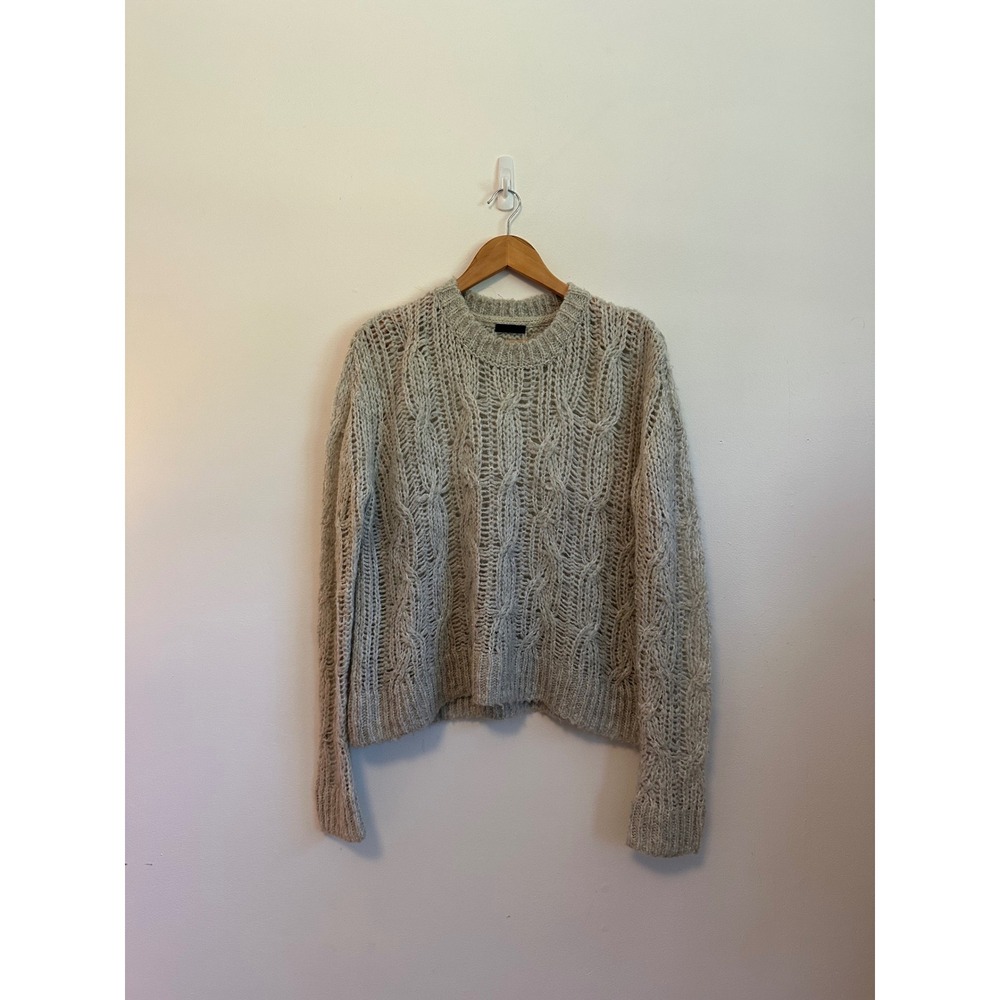 ATM Anthony Thomas Melillo Grey Wool Blend Cable Knit Sweater | Size Large